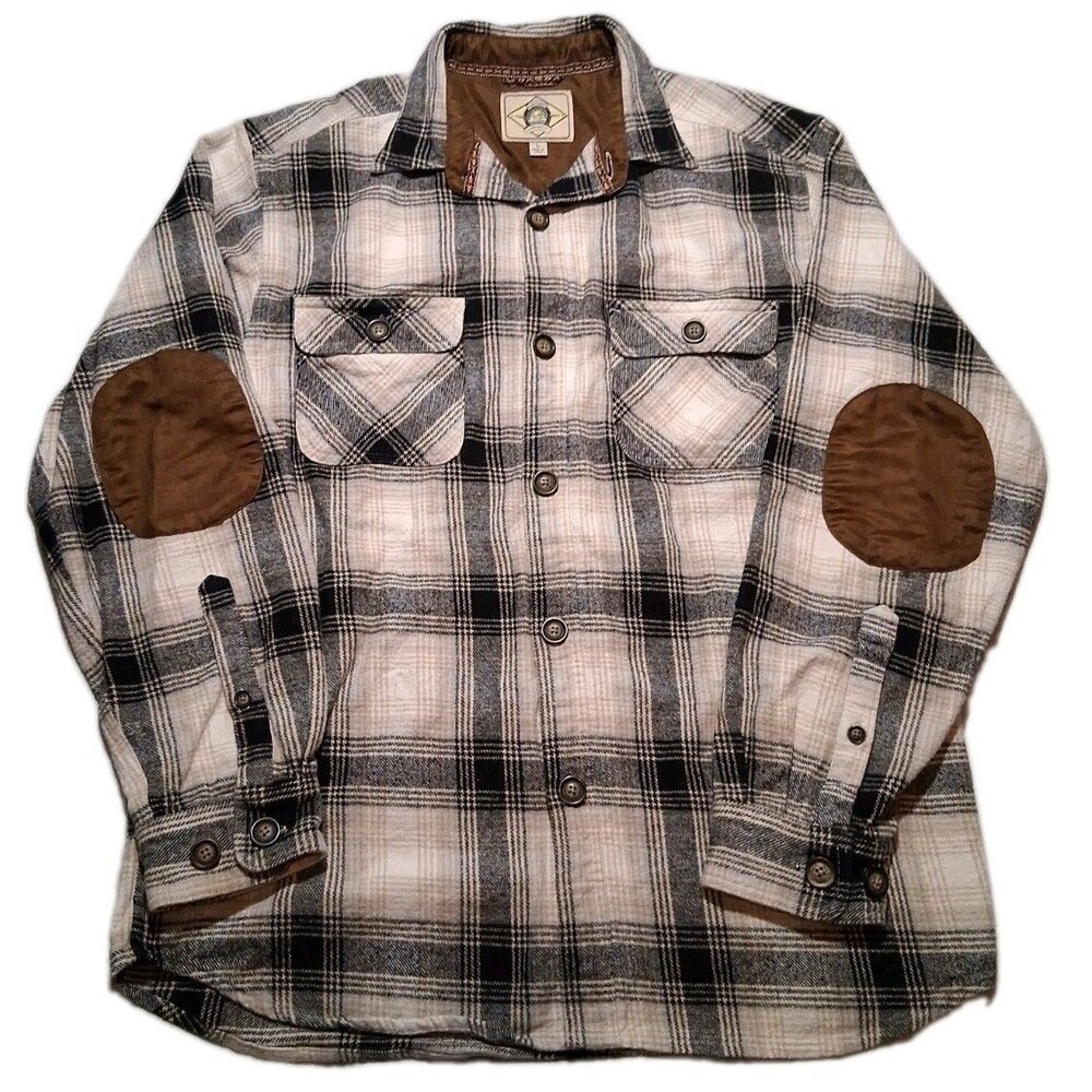 Scully Farthest Point Shirt Mens Large Plaid Flannel Western Elbow Patches